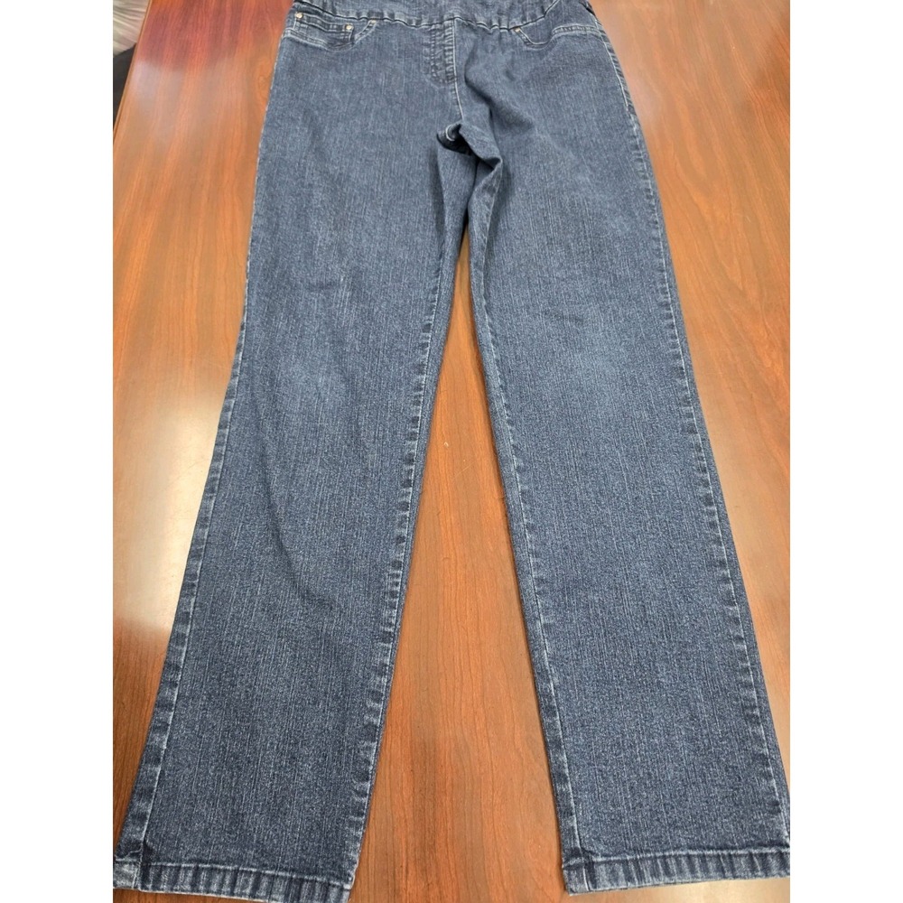 Ruby Rd Pull On Jeans 10 Medium Blue Wash Slimming Contour Waistband Stretch